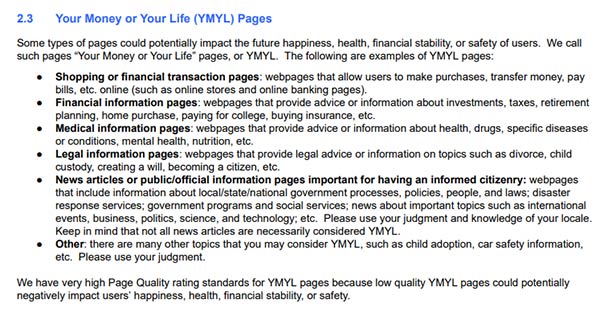  General Guidelines YMYL