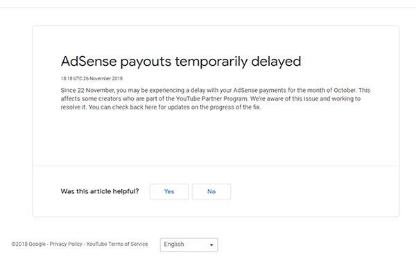 Pembayaran AdSense Tertunda.