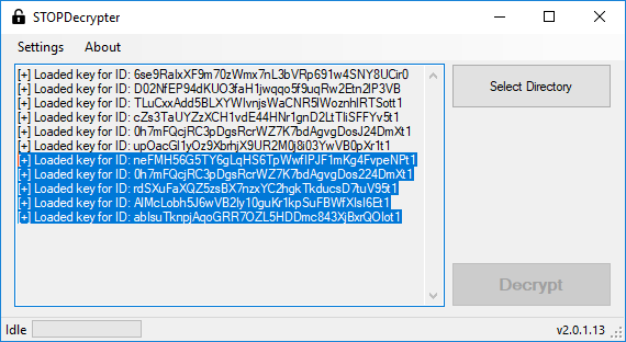 the STOP decrypter