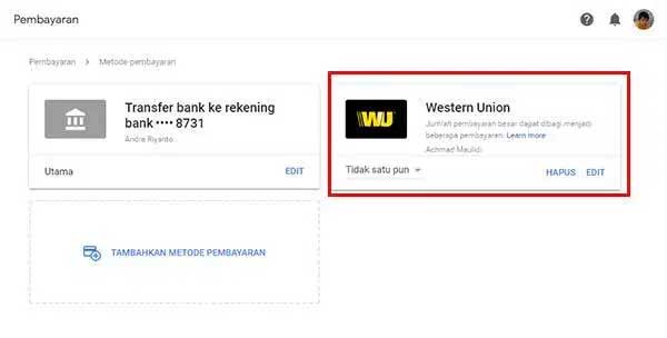 Google AdSense - Western Union